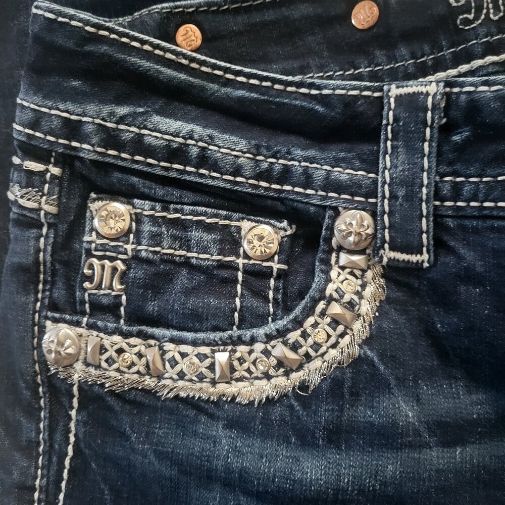 Miss Me Dark Blue Embellished Skinny Ankle Jeans - Picture 4 of 7